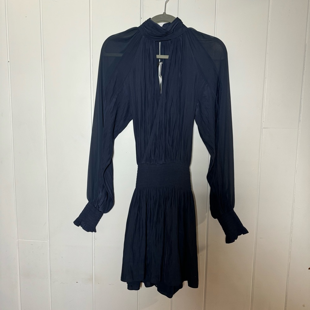 Ramy Brook navy satin mini dress woman size xs - s
